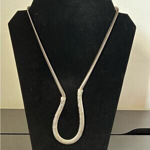Vintage Modernist Silvery-Gold Necklace with Organic Curve
